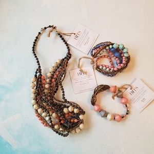 Set of three 31 BITS necklace plus two bracelets